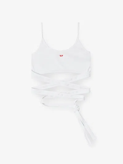 Diesel T-leya-tail Stretch Cotton Top In White