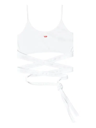 Diesel T-leya-tail Stretch Cotton Top In White