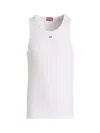Diesel Oval-d Cotton Blend Tank Top In White