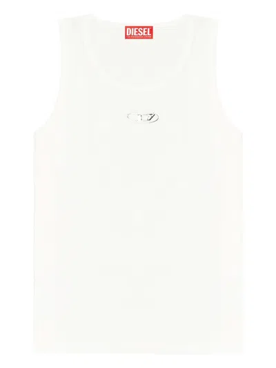 Diesel Lifty Ribbed Tank Top In White