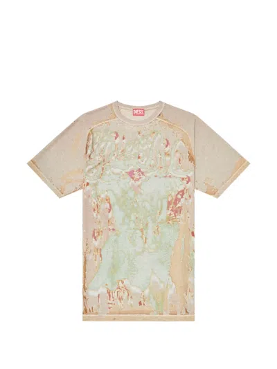 Diesel Distressed Abstract Print T-shirt In Multi