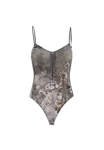 Diesel T-lye Bodysuit In Grey