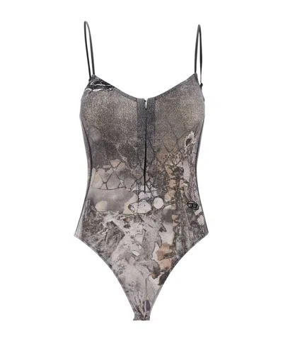 Diesel T-lye-n1 Bodysuit In Gray