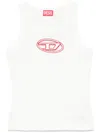 Diesel 't-lins' White Top With Contrasting Oval D Logo On The Front In Neutrals