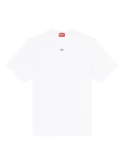 Diesel Cotton T-shirt With Embroidered Details T-norm-int In White