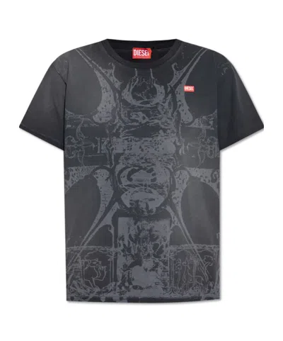 Diesel T-marey-r2 Graphic-print T-shirt In Gray