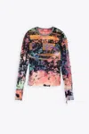 DIESEL T-MILEY MULTICOLOUR DESTROYED JERSEY LONG SLEEVES TOP - T MILEY
