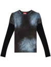 Diesel T-miwa Long-sleeved Top With Metallic Finiture - T Miwa In Black