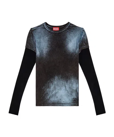 Diesel T-miwa Long-sleeved Top With Metallic Finiture - T Miwa In Multi