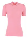 Diesel T-mokky-microdiv Ribbed T-shirt In Pink
