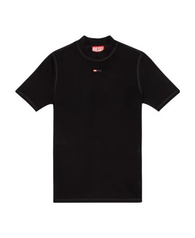 Diesel T-mokky Mock-neck T-shirt In Black