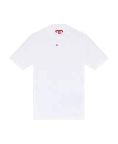 Diesel T-mokky Mock-neck T-shirt In White