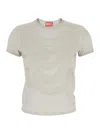 Diesel T-nekka White T-shirt With Embossed Details On The Front In Cotton Blend Woman In White