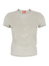 Diesel T-nekka White T-shirt With Embossed Details On The Front In Cotton Blend Woman In White