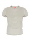 Diesel T-nekka White T-shirt With Embossed Details On The Front In Cotton Blend Woman