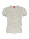 Diesel T-nekka White T-shirt With Embossed Details On The Front In Cotton Blend Woman In White
