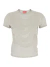 Diesel T-nekka White T-shirt With Embossed Details On The Front In Cotton Blend Woman In White