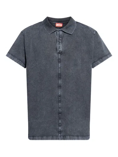 Diesel T-nomely Buttoned-fastening Polo Shirt In Black
