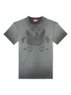 Diesel T-shirt With Phoenix Devoré In 灰色