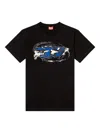 Diesel Crew Neck Graphic Print Short Sleeves In Black