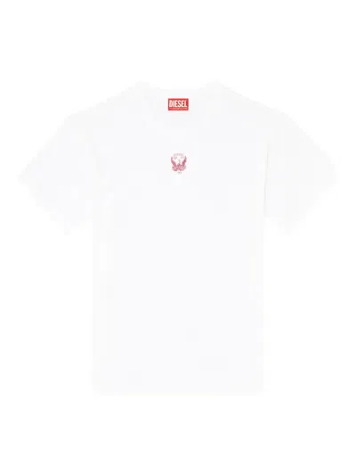 Diesel T-norm-t13 Logo-embroidered T-shirt In White