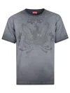 Diesel T-shirt With Phoenix Devoré In Gray