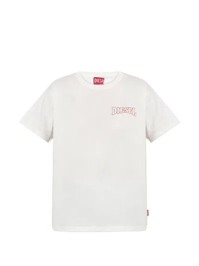 Diesel T-normy-s17 Embroidered T-shirt In White