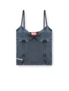 Diesel Womens 01a T-ony Denim-effect Stretch-cotton Jersey Cami Top In Blue