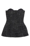 Diesel Bouclé Corset Top With Ultra-low Cut In Black