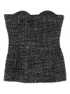 Diesel Bouclé Corset Top With Ultra-low Cut In Black
