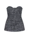 Diesel Bouclé Corset Top With Ultra-low Cut In Black