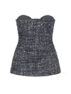 Diesel Fitted Strapless Top With Textured Boucle In Blue