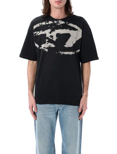 Diesel T-shirt T-boxt Con Logo Floccato In Black