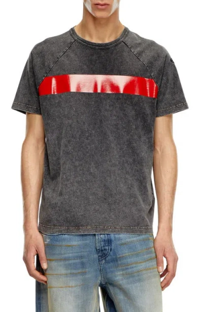 Diesel ® T-radjust-q1 Graphic T-shirt In Black Denim