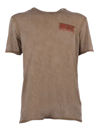 Diesel T-rawjust-v1 Raw-edge T-shirt In Brown