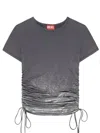 Diesel Jersey Top With Drawstring Sides In Gray