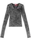Diesel T-respect Oval-logo Plaque T-shirt In Grey