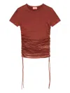 Diesel T-rey Drawstring-gathered T-shirt In Brown