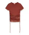 Diesel T-rey Drawstring-gathered T-shirt In Brown