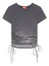 Diesel T-rey Metallic-detail Cinched Top In Gray