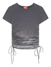 Diesel T-rey Metallic-detail Cinched Top In Gray
