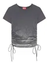 Diesel Jersey Top With Drawstring Sides In Gray