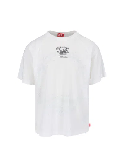 Diesel T-roxt-q1 T-shirt Mit Logo-print In White