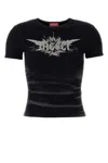 Diesel Womens 02 T-ele-p2 Graphic-print Cotton-jersey T-shirt In Black