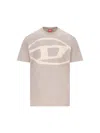 Diesel T-shirt With Bleached Oval D Logo In Neutral