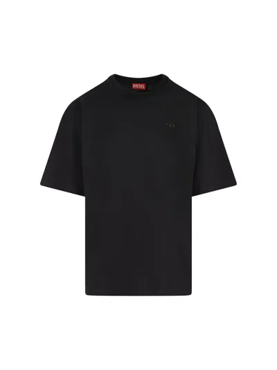 Diesel Logo-embroidered Back-print T-shirt In Black