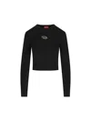 Diesel Ribbed Viscose Top With Oval D In Black