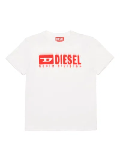 Diesel Kids' T-shirt Con Logo Degradé In White