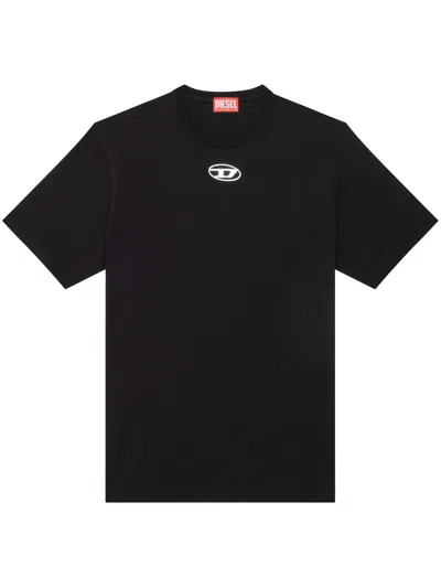 Diesel Just' Black Crewneck T-shirt With Logo Detail In Cotton