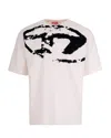 Diesel T-shirt With Distressed Flock Print In White